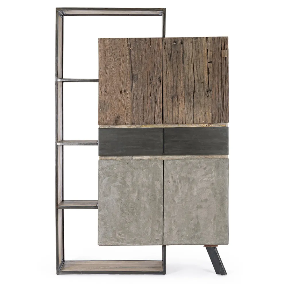 Sideboard 4 Türen 2 Schubladen aus Mangoholz und Stahl Homemotion - Signorino