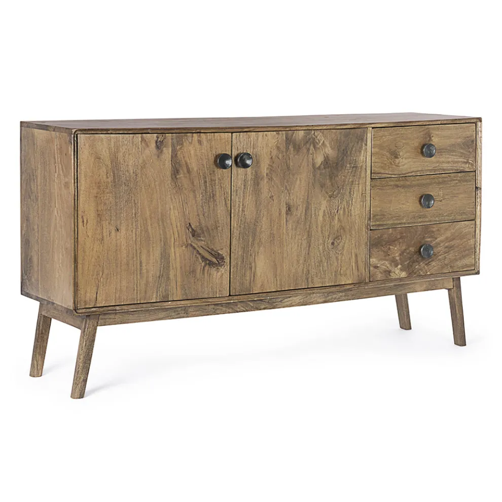 Sideboard 2 Türen 3 Schubladen im Vintage-Stil Mangoholz - Desiderio