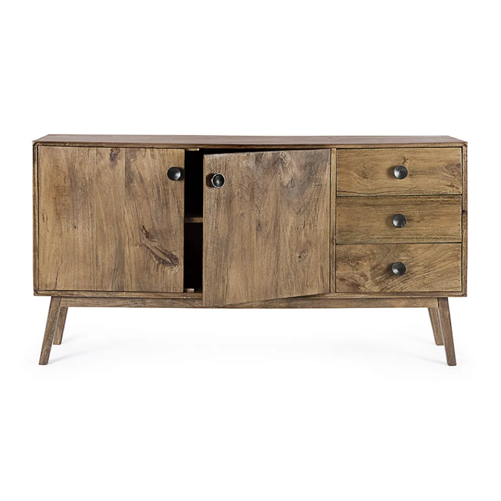 Sideboard 2 Türen 3 Schubladen im Vintage-Stil Mangoholz - Desiderio