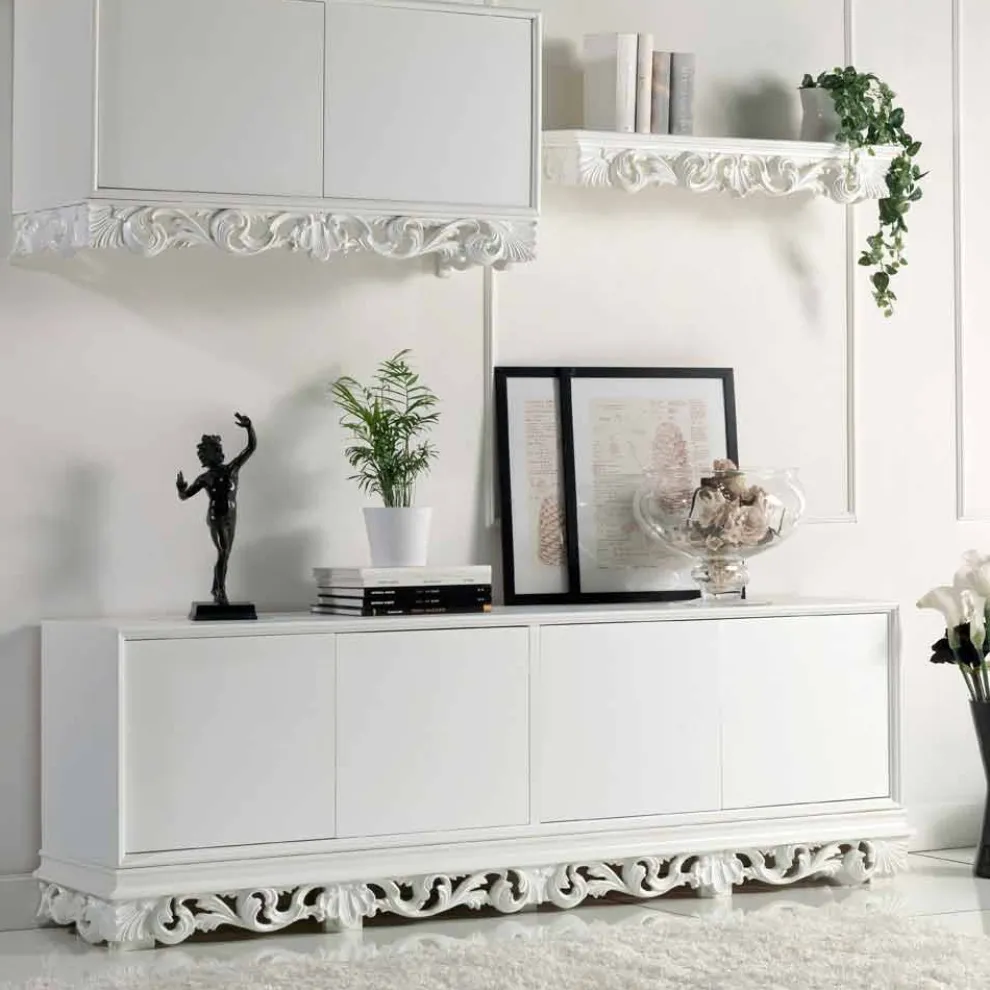 Sideboard 4 türig in matt weiß Ray