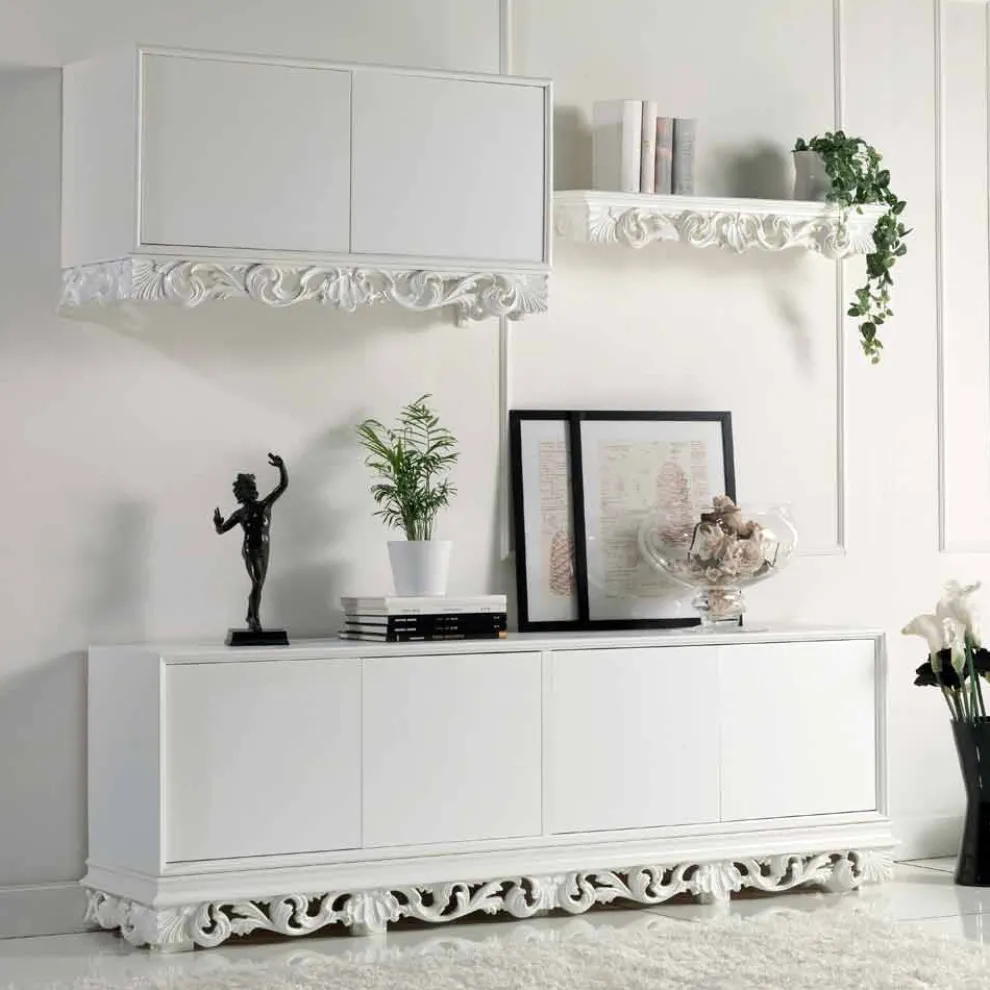 Sideboard 4 türig in matt weiß Ray