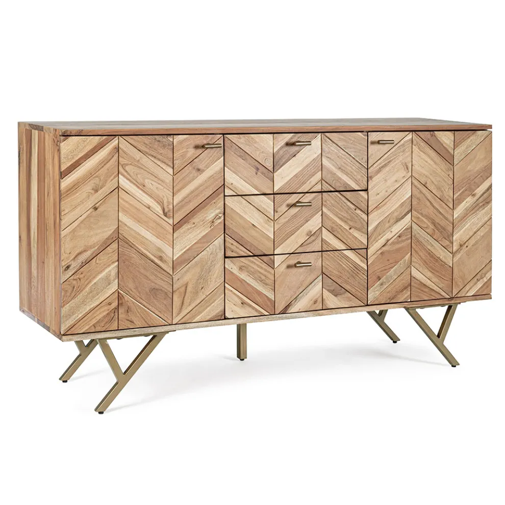 Sideboard aus Akazienholz mit 2 Türen und 3 Schubladen Design Homemotion - Carla