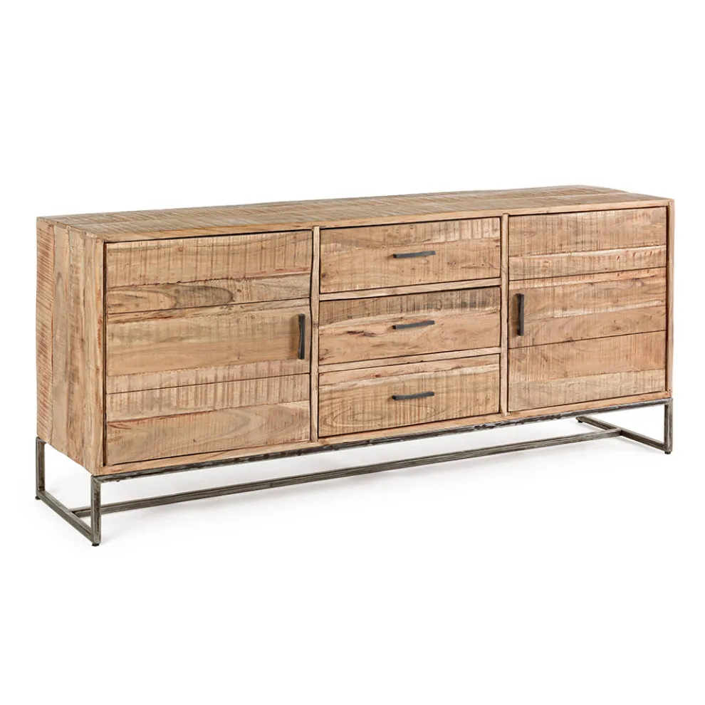Sideboard aus Akazienholz und Stahl 2 Türen und 3 Schubladen Homemotion - Aimune