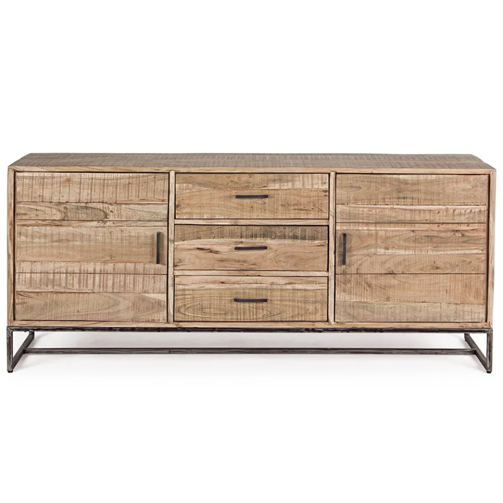 Sideboard aus Akazienholz und Stahl 2 Türen und 3 Schubladen Homemotion - Aimune