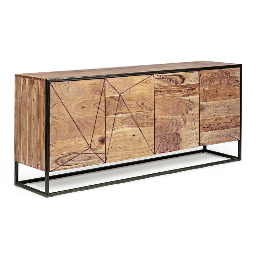 Sideboard aus Akazienholz und Stahl 3 oder 4 Türen Homemotion - Cristoforo