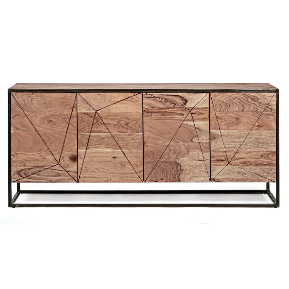 Sideboard aus Akazienholz und Stahl 3 oder 4 Türen Homemotion - Cristoforo