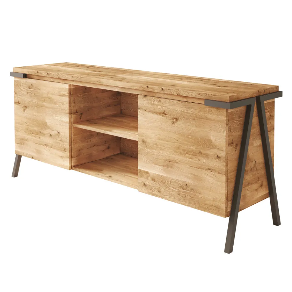 Sideboard aus Eichenholz und Metall mit 2 Türen und offenem Fach Made in Italy - Jennifer