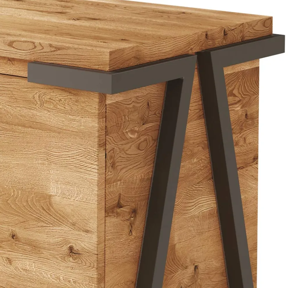 Sideboard aus Eichenholz und Metall mit 2 Türen und offenem Fach Made in Italy - Jennifer