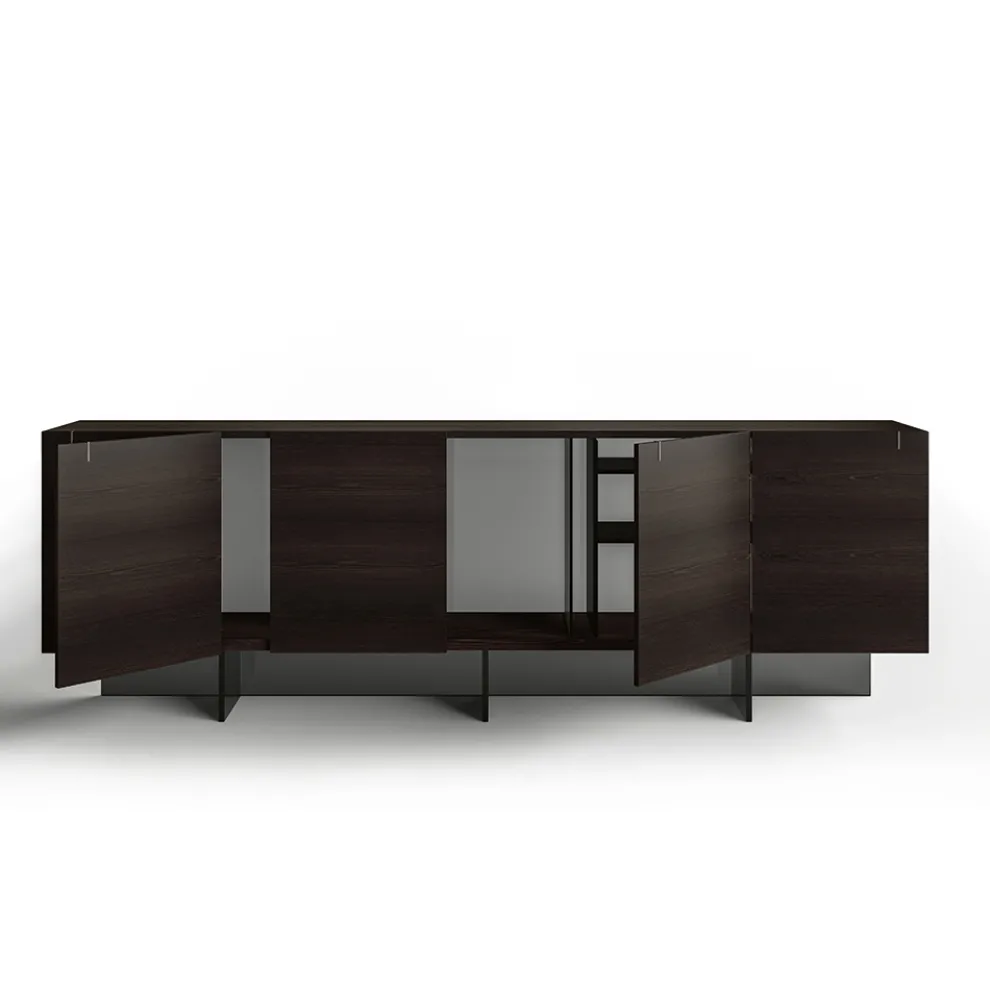 Sideboard aus Holz mit Glasstruktur Made in Italy - Azuki