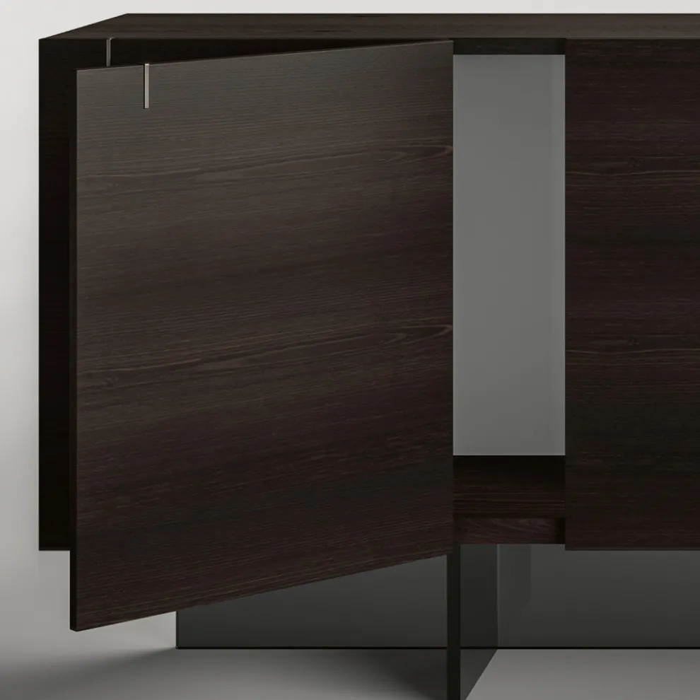 Sideboard aus Holz mit Glasstruktur Made in Italy - Azuki
