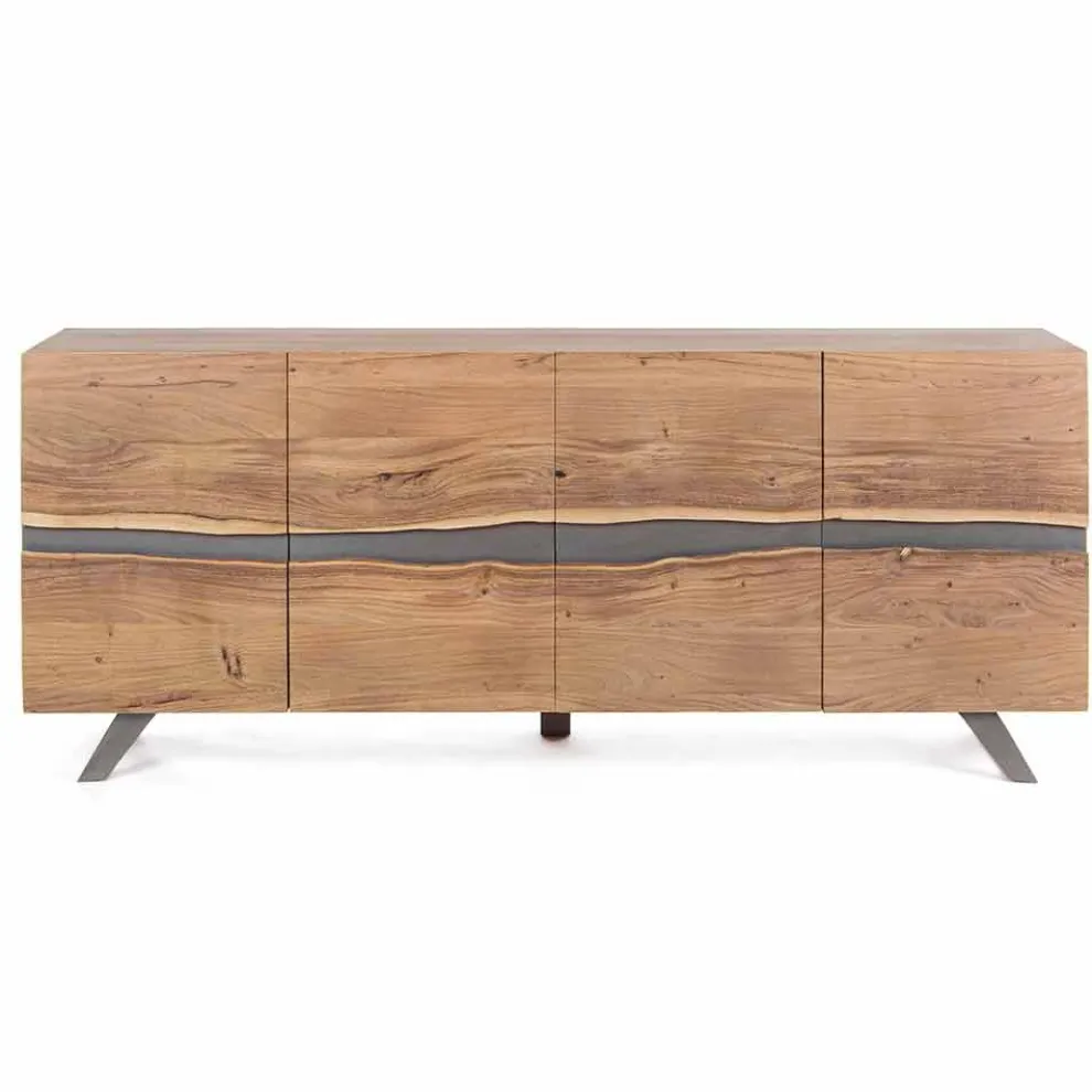 Sideboard aus Holz und lackiertem Stahl Modernes Design Homemotion - Silvia