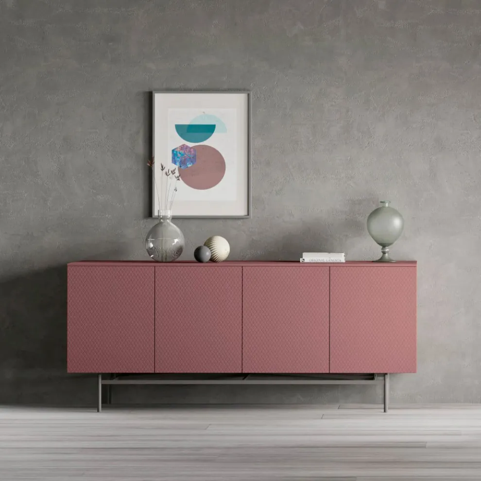 Sideboard aus ökologischem Holz für Wohnzimmer oder Eingang 4 Türen Made in Italy - Nazife