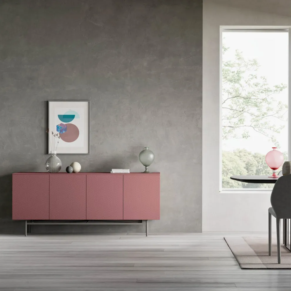 Sideboard aus ökologischem Holz für Wohnzimmer oder Eingang 4 Türen Made in Italy - Nazife