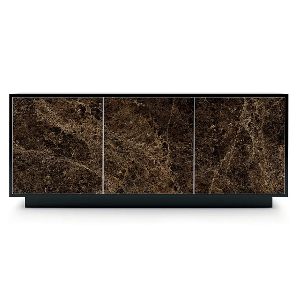 Sideboard aus lackiertem Holz mit 2 oder 3 Keramiktüren, hergestellt in Italien – Fiorenza