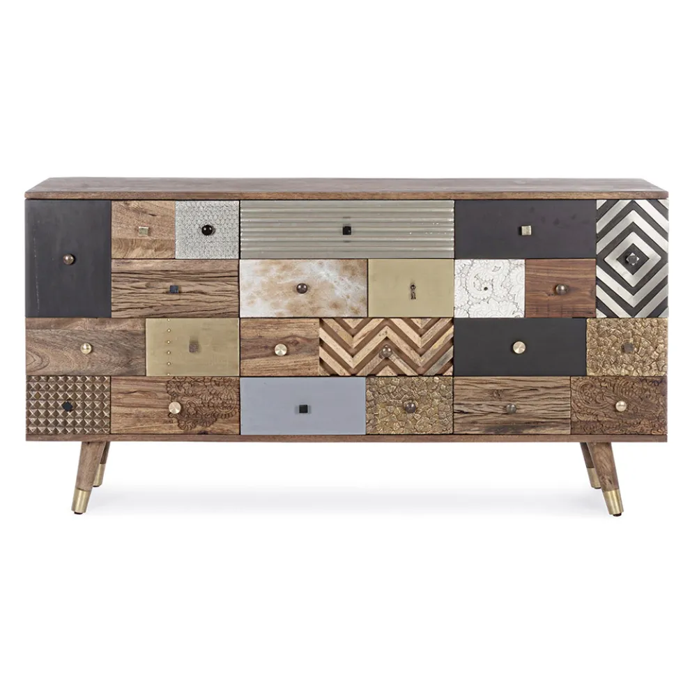 Sideboard aus Mangoholz 2 Türen 4 Schubladen Ethnischer Stil Homemotion - Aurier