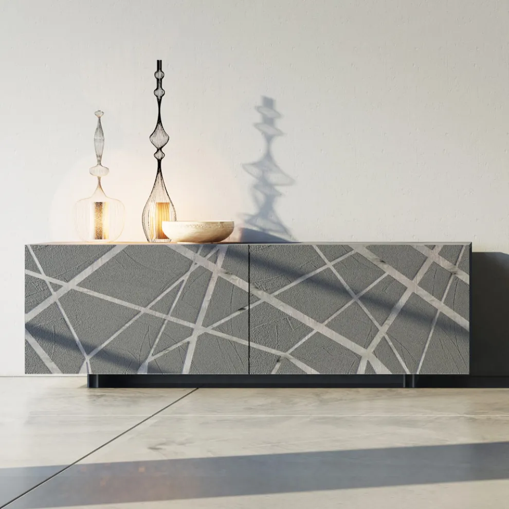 Sideboard aus matt schlammlackiertem MDF mit Sockelgestell Made in Italy - Arise