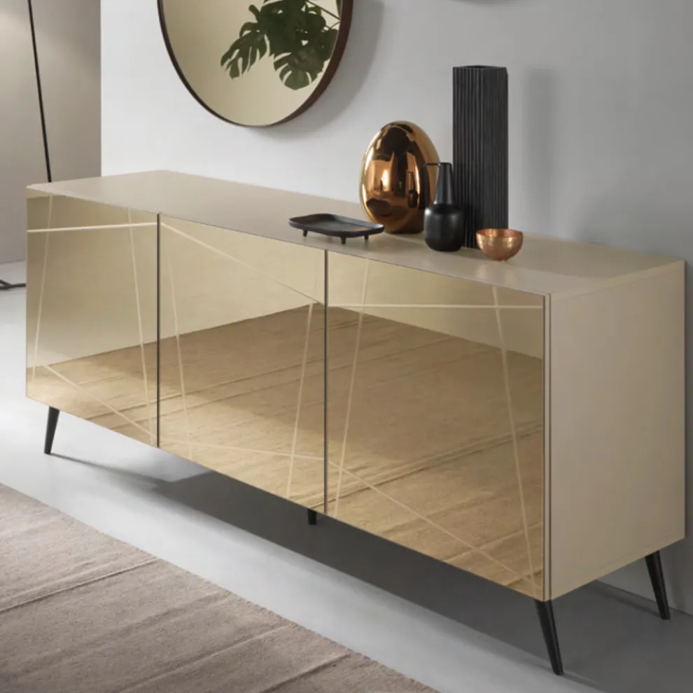Sideboard aus Melamin mit verspiegelten Türen Made in Italy - Ester