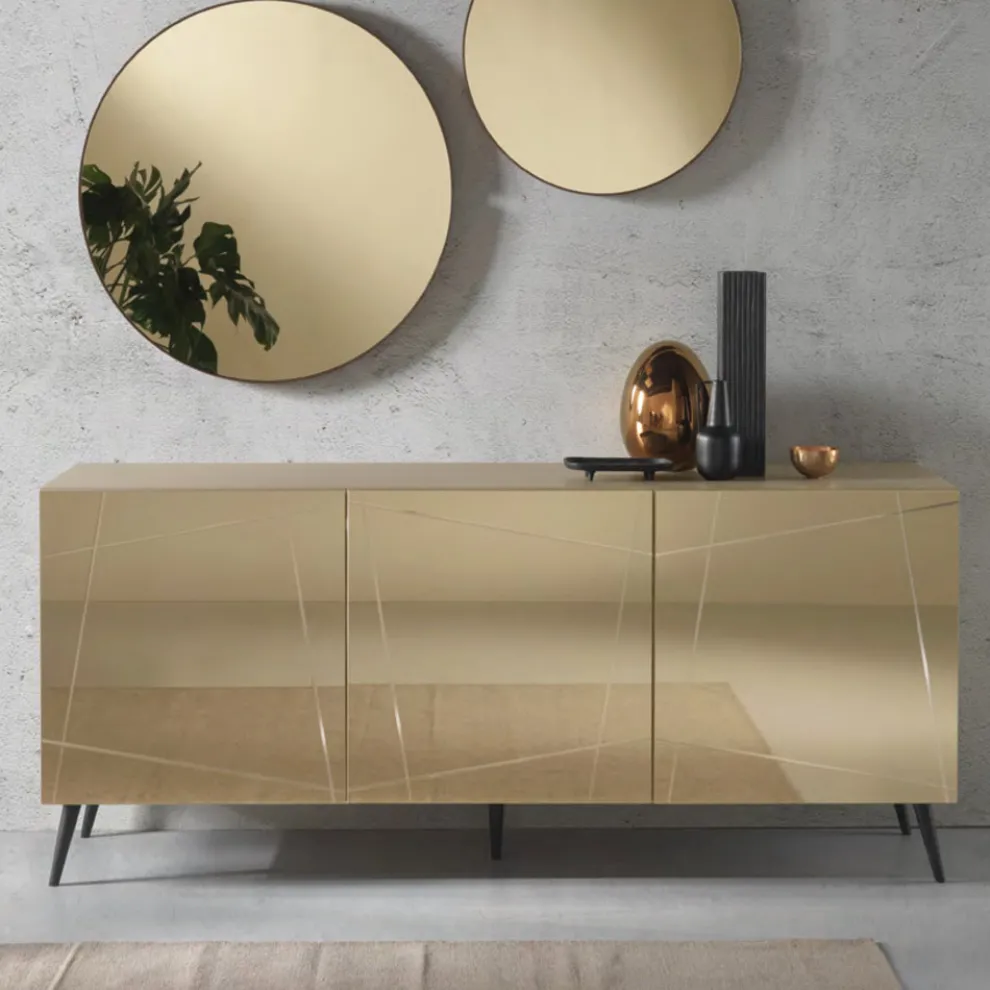 Sideboard aus Melamin mit verspiegelten Türen Made in Italy - Ester