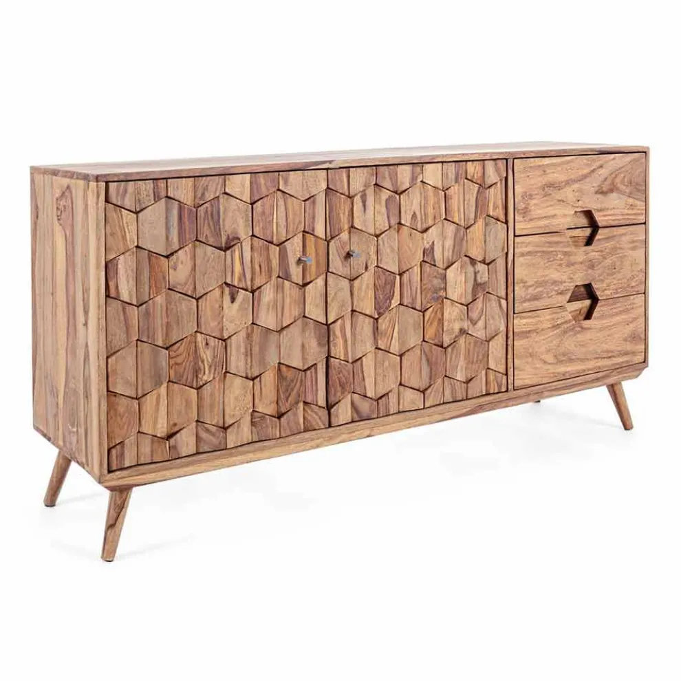 Sideboard aus Naturholz mit Türen und Schubladen Homemotion - Ventador