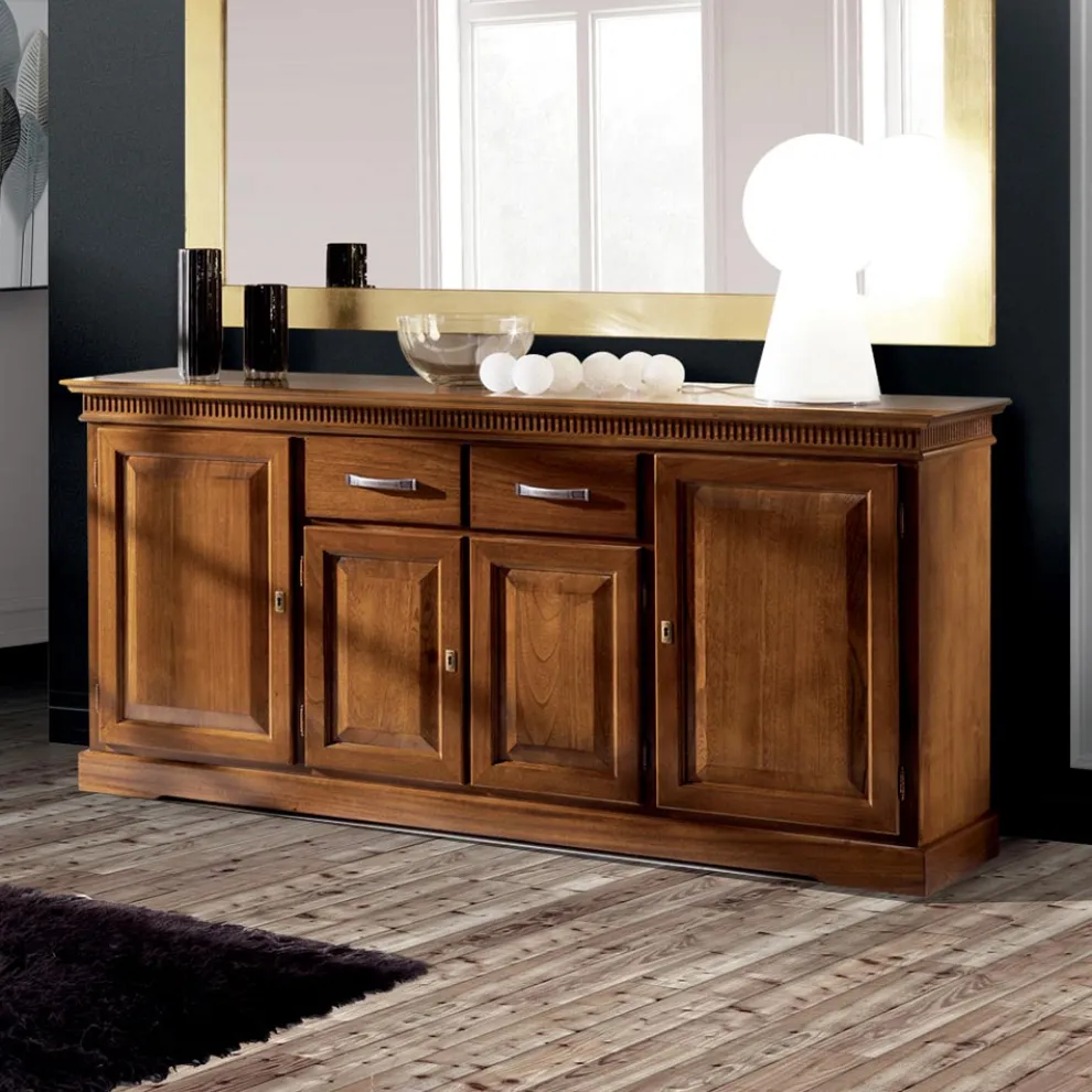 Sideboard mit 4 Türen und 2 Schubladen aus Bassano-Holz, hergestellt in Italien – Tanit