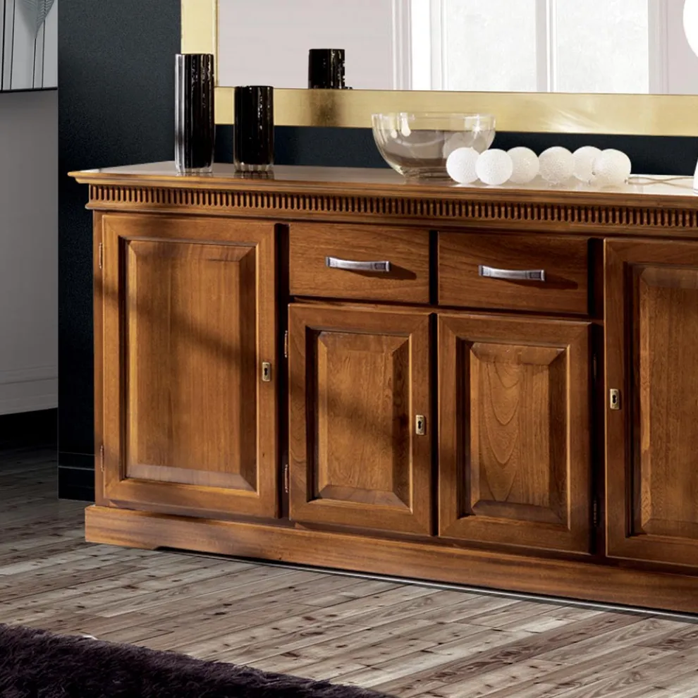 Sideboard mit 4 Türen und 2 Schubladen aus Bassano-Holz, hergestellt in Italien – Tanit