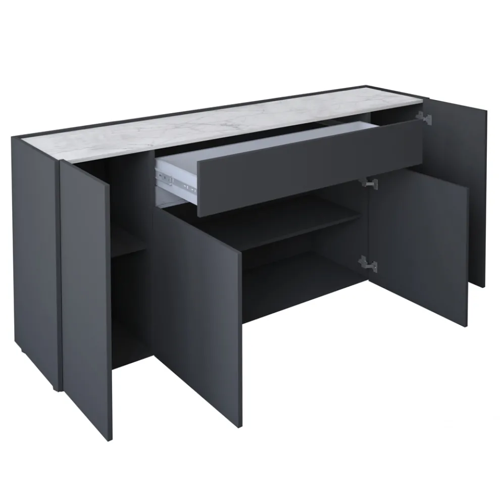 Sideboard mit 4 Türen und 1 Schublade aus ökologischen Holzpartikelplatten – Jod