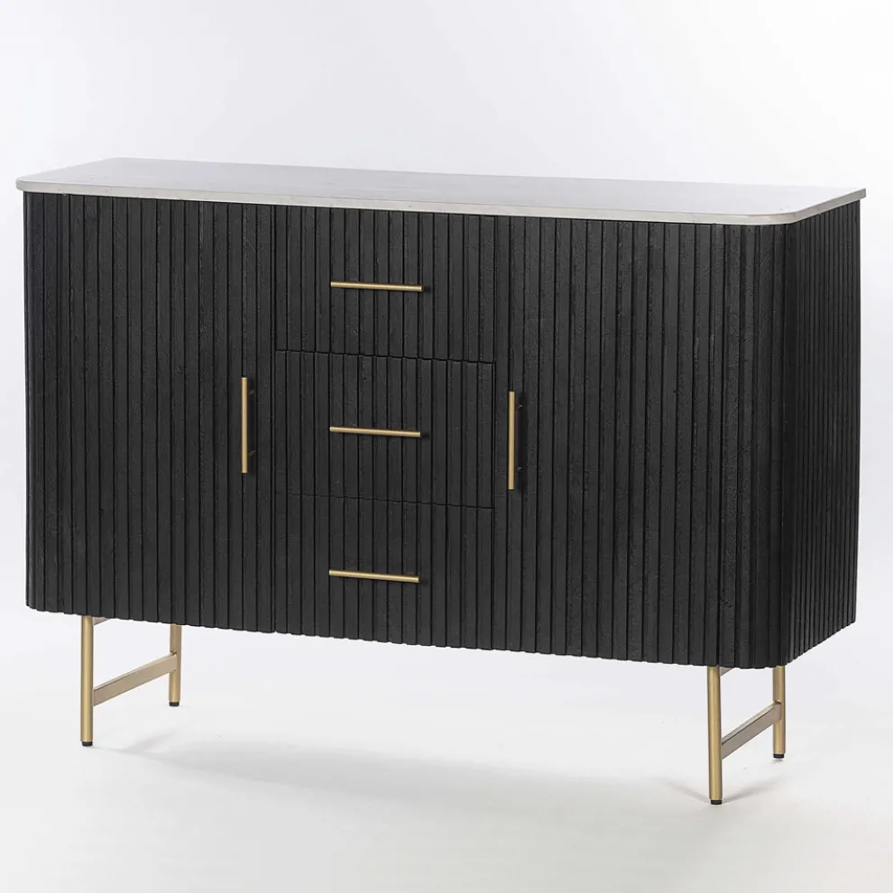 Sideboard mit Marmorplatte und Struktur aus Mangoholz - Fisherman