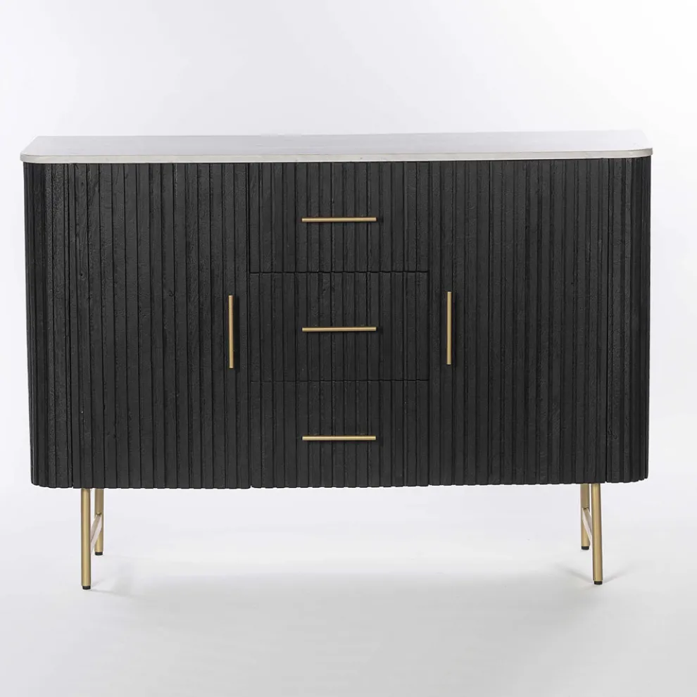 Sideboard mit Marmorplatte und Struktur aus Mangoholz - Fisherman