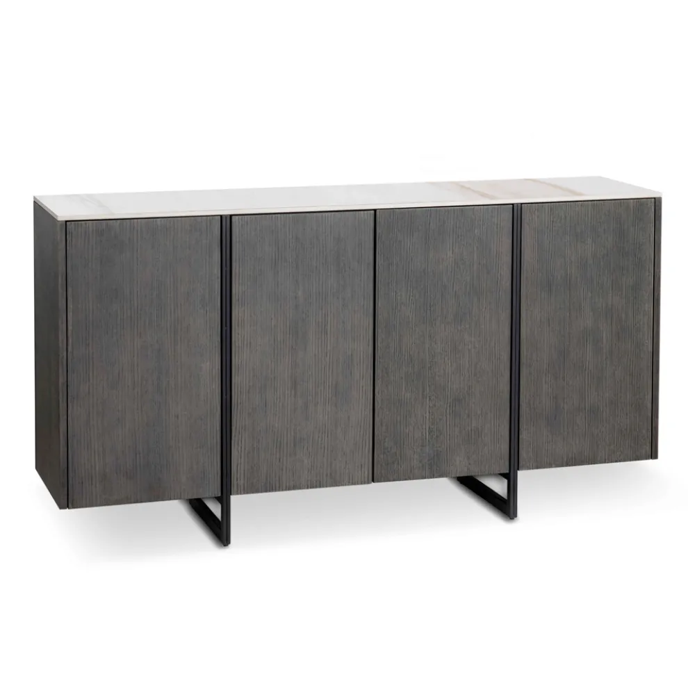 Sideboard mit MDF, Keramikstruktur und 4 Türen mit Soft-Closing – Click