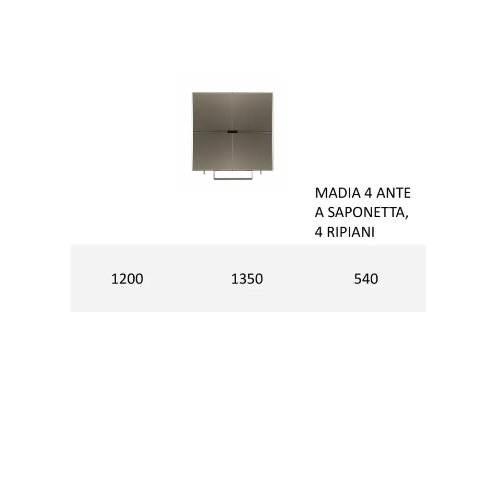 Sideboard mit MDF-Struktur und Basis mit zentralem Fuß Made in Italy