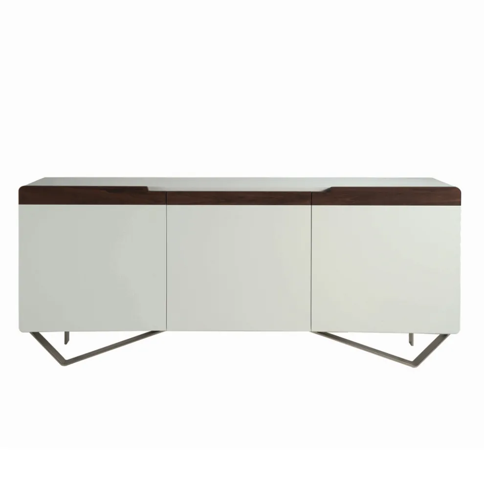 Sideboard mit Struktur aus weißem MDF 2 Eisenfüße Made in Italy - Koralle