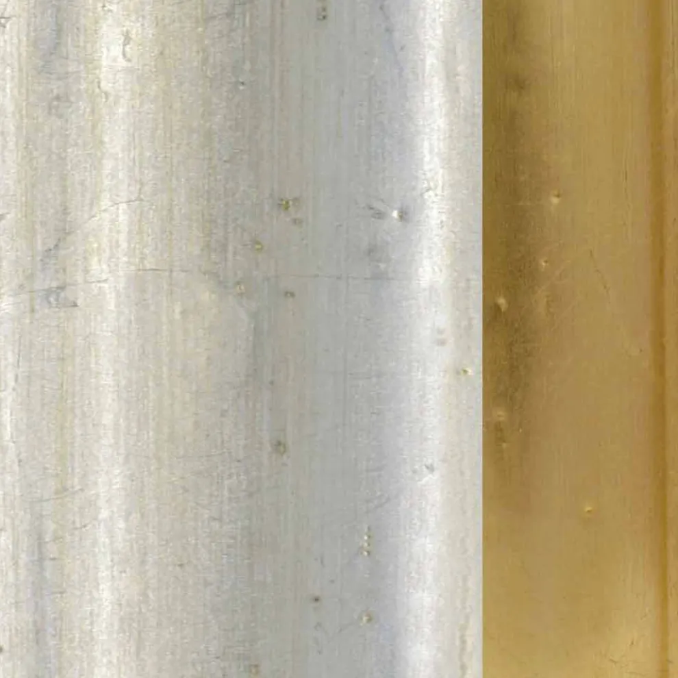 Silber / Elfenbein / Gold Holz Wandspiegel made in Italy Vittorio