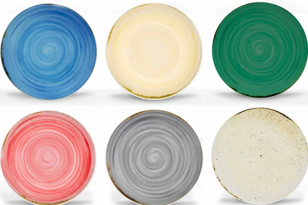 18 Stück Porzellan farbiger und moderner Teller Teller Service - Rurolo