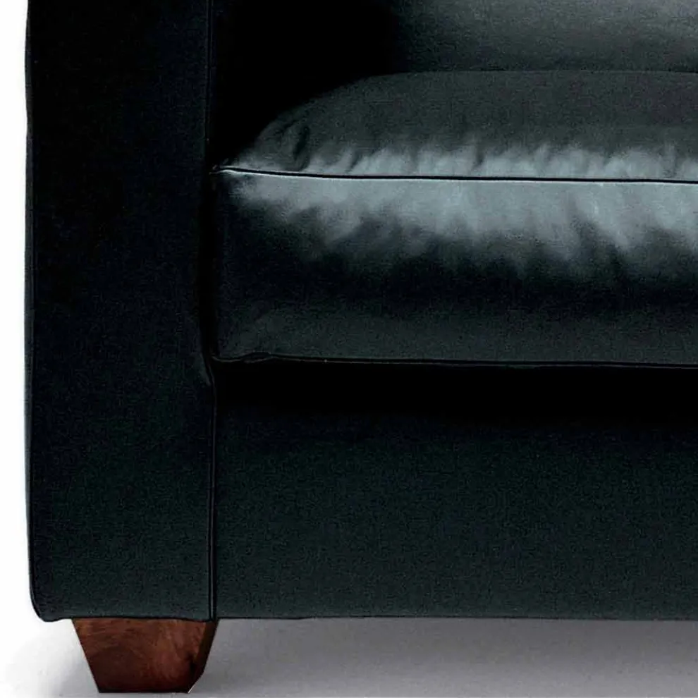 2-Sitzer Ledersofa mit Füßen aus Nussbaumholz Made in Italy - Alessandria