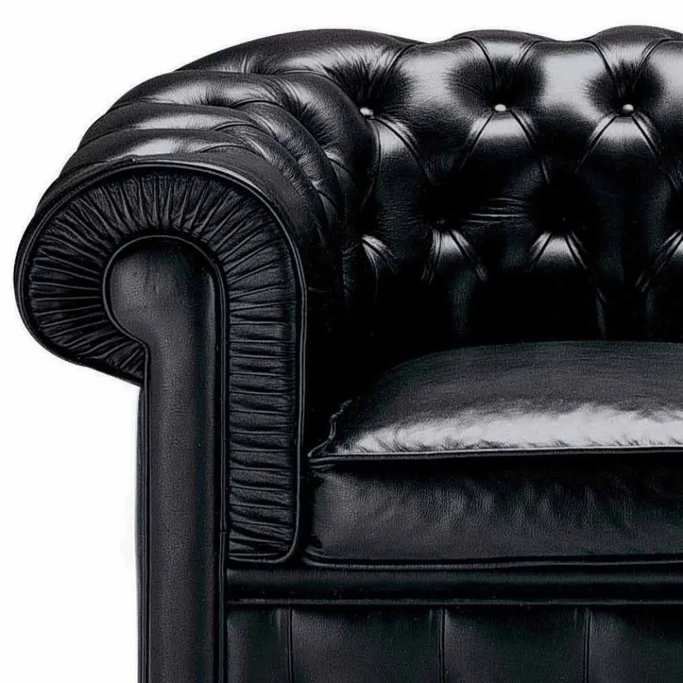 3-Sitzer-Sofa mit Lederbezug und lackierten Füßen Made in Italy - Idra