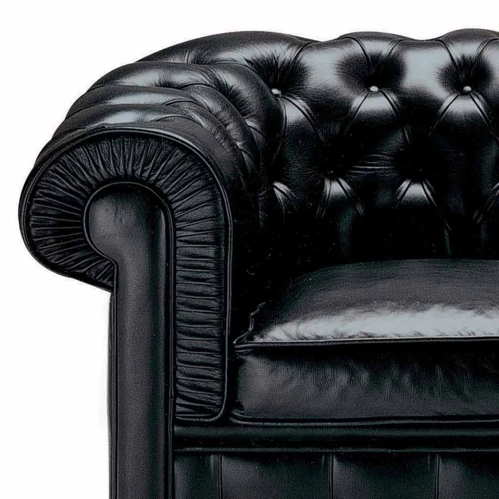 2-Sitzer-Sofa mit Lederbezug und Holzfüßen Made in Italy - Idra