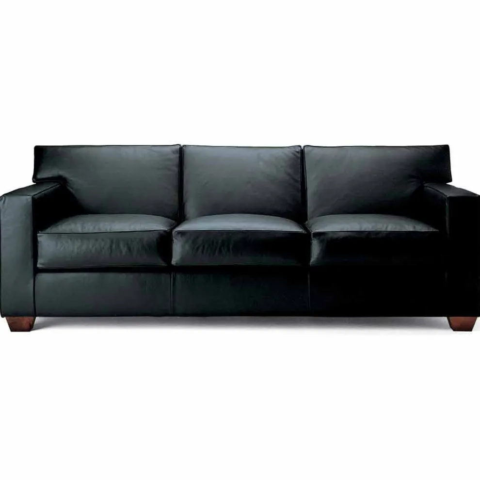 3-Sitzer-Sofa mit Lederbezug und Nussbaumfüßen Made in Italy - Alessandria