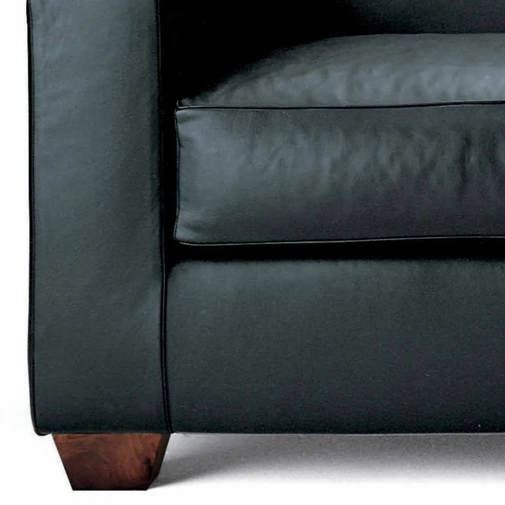 3-Sitzer-Sofa mit Lederbezug und Nussbaumfüßen Made in Italy - Alessandria