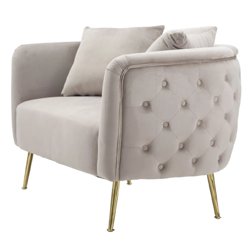 2-Sitzer-Sofa mit Samtbezug und Eisenfüßen - Annetta