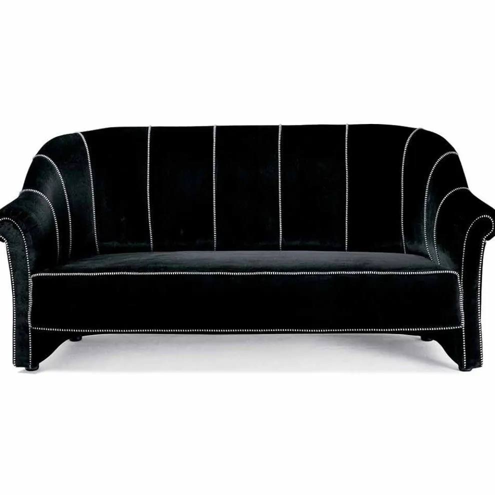3-Sitzer-Sofa mit Samtbezug und weißen Nähten Made in Italy - Caster