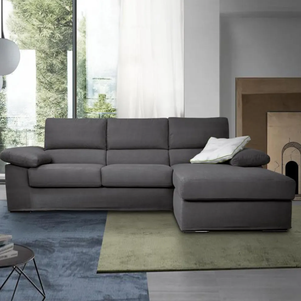 3-Sitzer-Sofa mit umkehrbarem Pouf aus Stoff Made in Italy - Abudhabi