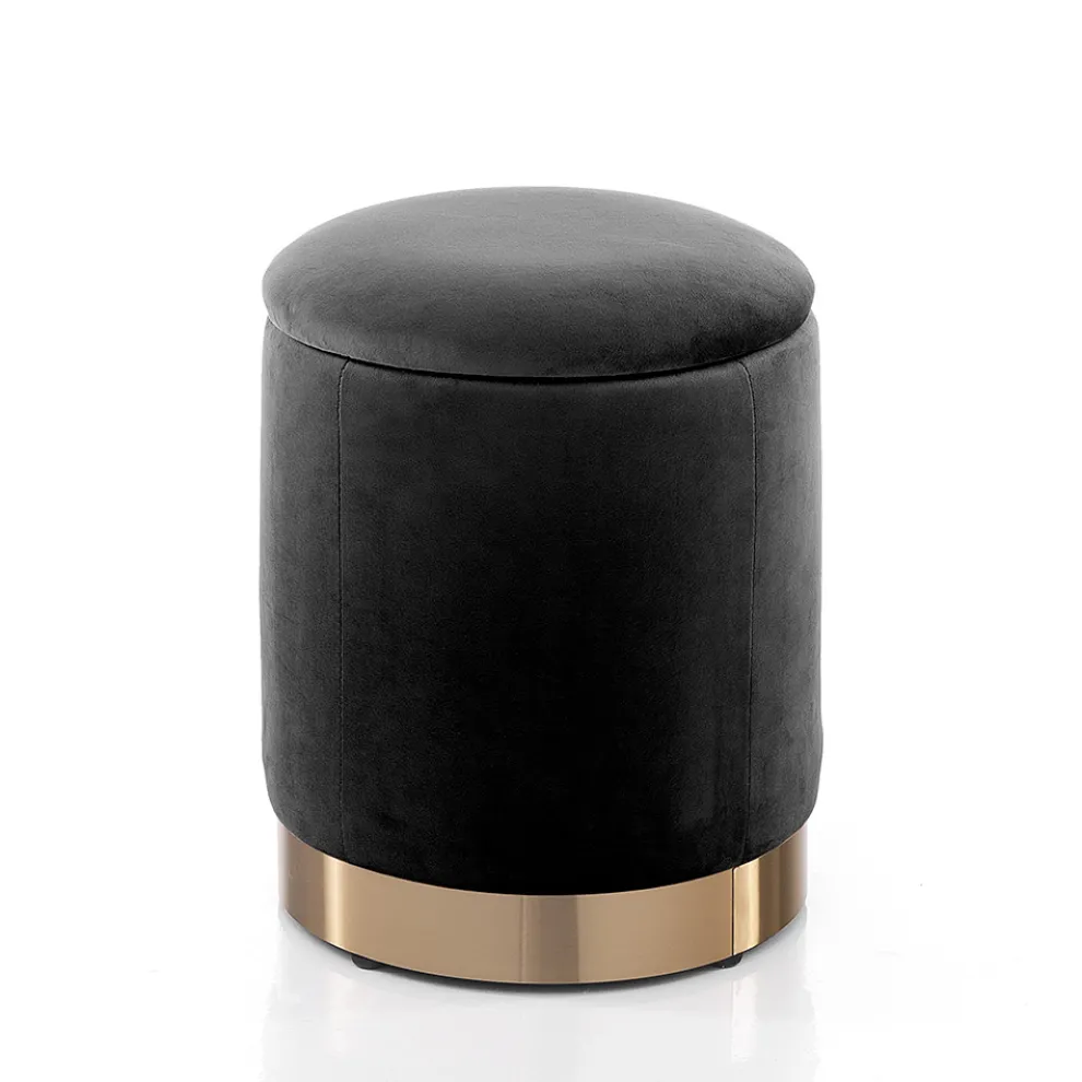 Sitzpuff mit Bezug aus Mikrofaserstoff mit Samteffekt und goldener Basis - Abruzzen