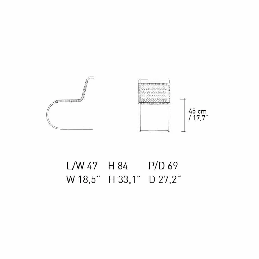 Bürostuhl aus natürlichem Rohrgeflecht und verchromtem Stahl Made in Italy - Formentera