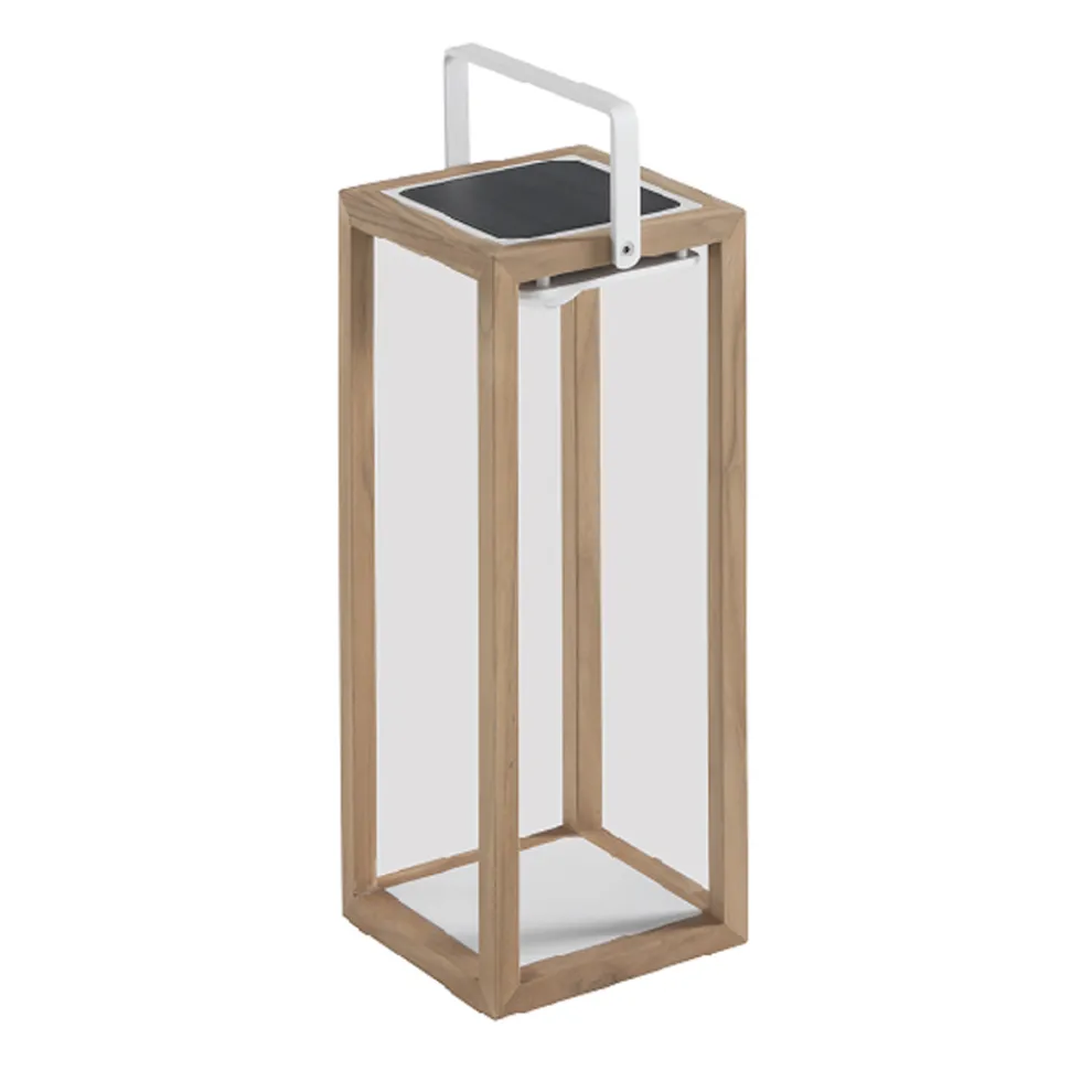 Solarlaterne für den Außenbereich mit Struktur aus lackiertem Aluminium oder Teak - Greg