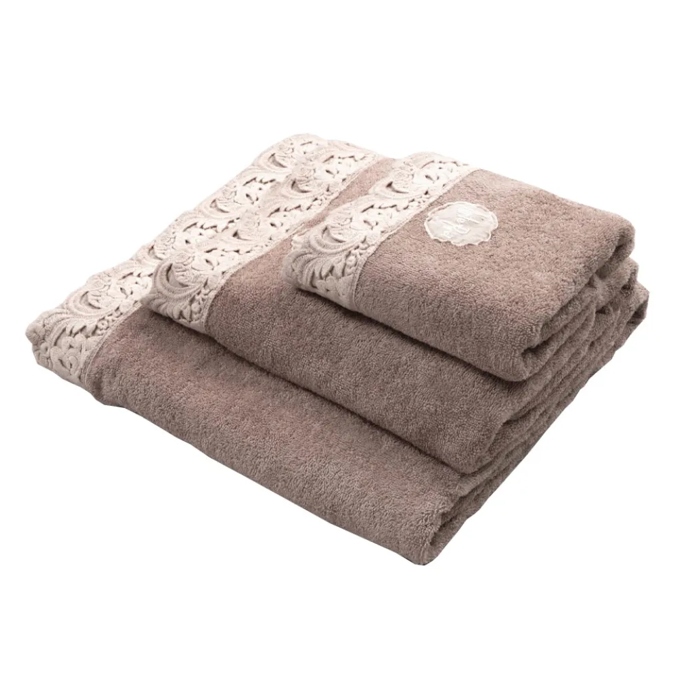 Gesichts- und Gästetücher und Badetuch aus Baumwolle Terry und Armonia Lace - Frollo