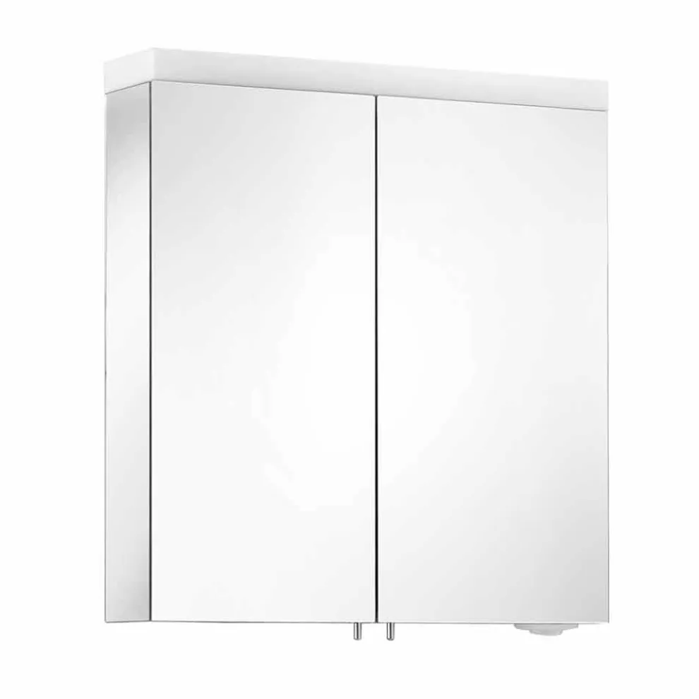 Spiegel mit 2 Türen aus silber lackiertem Aluminium, Modern Alfio