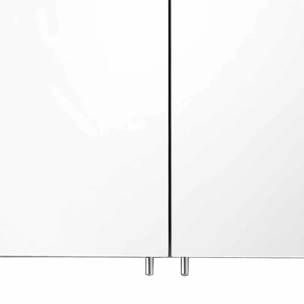 Spiegel mit 2 Türen aus silber lackiertem Aluminium, Modern Alfio