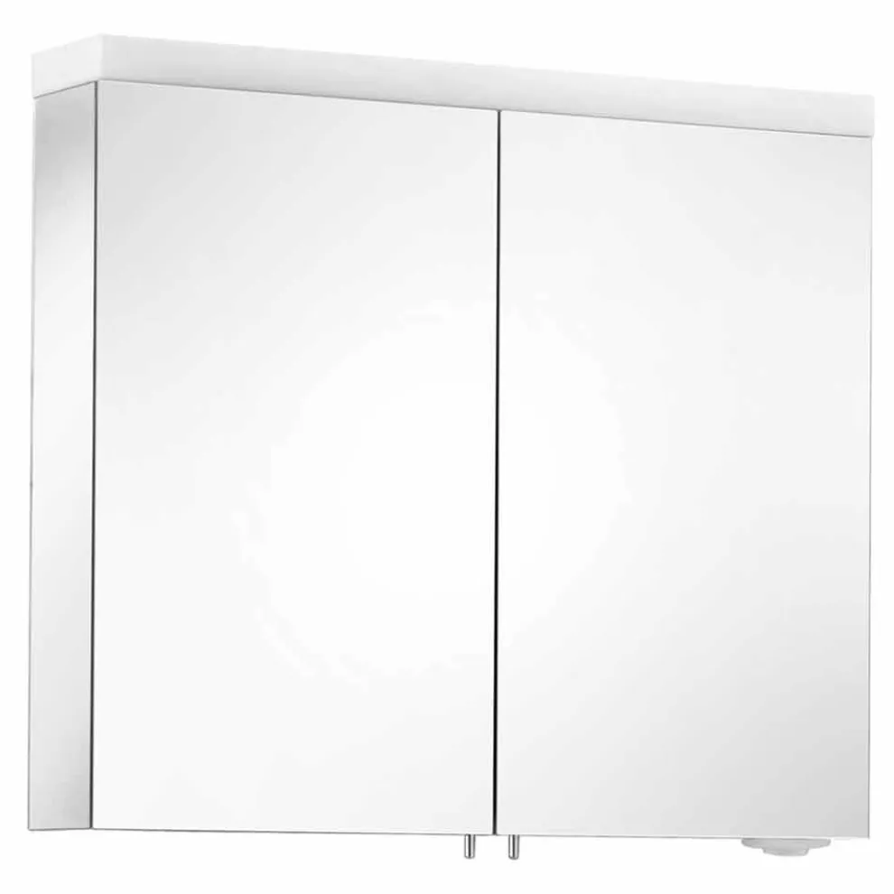 Spiegel mit 2 Türen aus silber lackiertem Aluminium, Modern Alfio