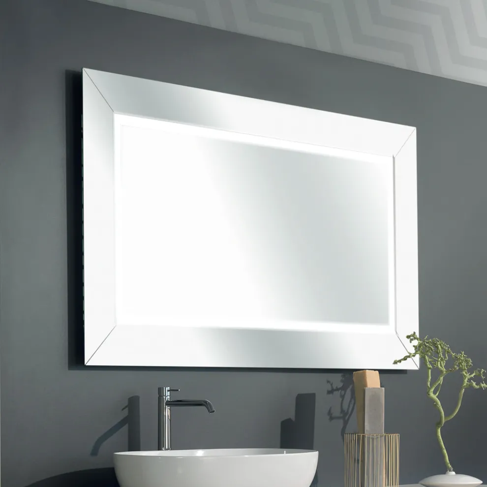 Spiegel mit farbigem Spiegelrahmen und LED Made in Italy - Newton