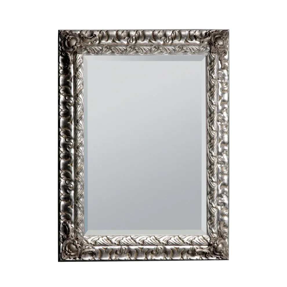 Spiegel mit geschliffenem Spiegel und Rahmen aus Blattsilber, hergestellt in Italien – Roua